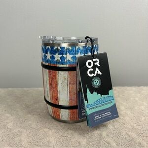 Orca Double Barrel 24 Oz Ounce Vintage Flag Cup Tumbler Insulated